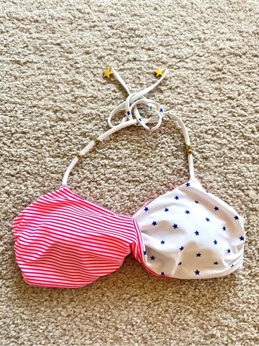 Victoria's Secret Stars And Stripes Duo Twisted Bandeau Bikini Top Size Medium - Picture 3 of 6